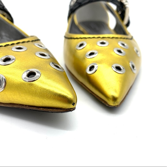 Bottega Veneta Gold Leather Ballet Flats Buckle Strap - Picture 10 of 11